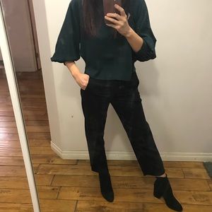 OAK + FORT DARK GREEN BLOUSE
